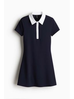 H&M - Women Blue Fla-Skirt Polo Dress