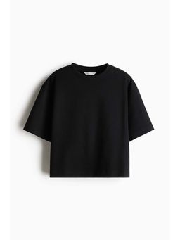 H&M - Women Black Boxy Interlock T-Shirt