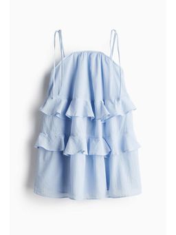 H&M - Women Blue Flounced Cotton Dress