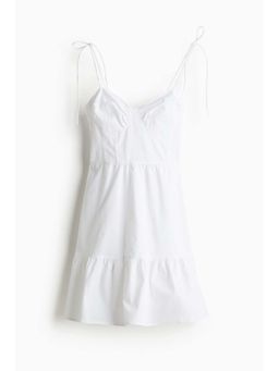 H&M - Women White Tie-Top Poplin Dress