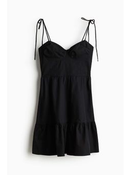 H&M - Women Black Tie-Top Poplin Dress