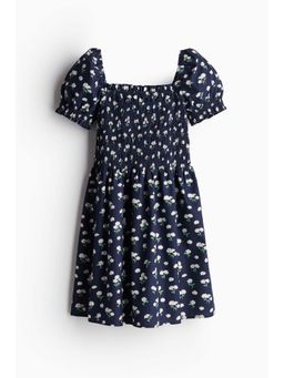 H&M - Women Blue Smocked Poplin Dress
