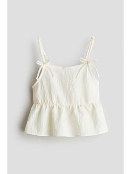 H&M - Girls White Bow-Detail Peplum Top