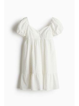 H&M - Women White Puff-Sleeved Dress