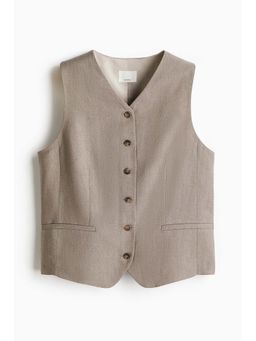 H&M - Women Beige Linen-Blend Suit Waistcoat