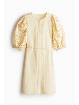 H&M - Women Yellow Broderie Anglaise-Sleeved Dress