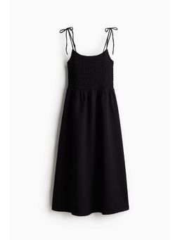 H&M - Women Black Tie-Strap Smocked Dress