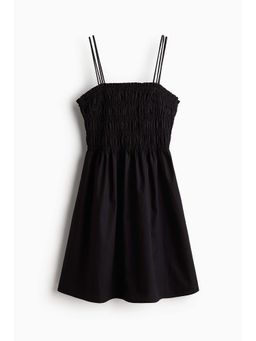 H&M - Women Black Smocked-Bodice Cotton Dress