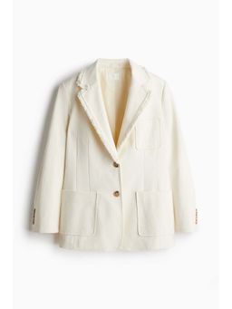 H&M - Women Beige Frayed-Edge Blazer