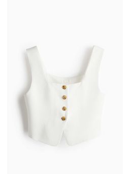H&M - Women White Linen-Blend Waistcoat