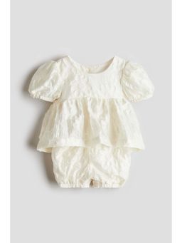 H&M - Girls White 2-Piece Patterned Set