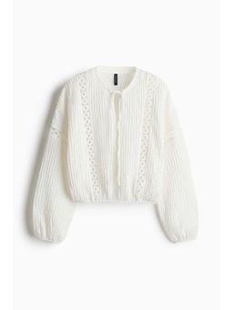 H&M - Women White Lace-In Crinkled Blouse