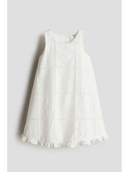 H&M - Girls White Embroidered Cotton Poplin Dress