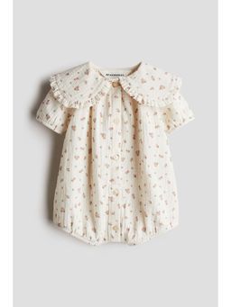 H&M - Girls White Cotton Muslin Romper Suit