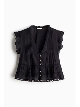 H&M - Women Black Pintucked Blouse