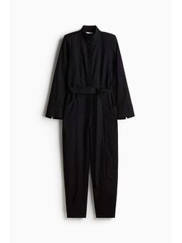 H&M - Women Black Linen-Blend Jumpsuit