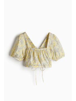 H&M - Women Yellow Lacing-Detail Cotton Blouse