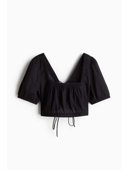 H&M - Women Black Lacing-Detail Cotton Blouse