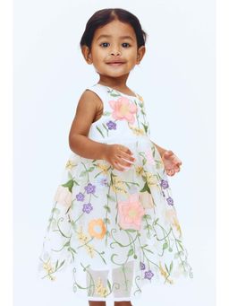 H&M - Girls White Embroidered Organza Dress