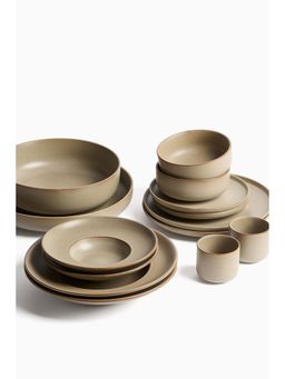 H&M - Beige Reactive-Glaze Stoneware Serving Bowl