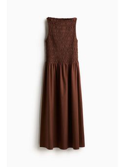 H&M - Women Brown Smocked-Bodice Dress