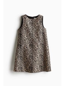 H&M - Women Beige Jacquard-Weave Shift Dress