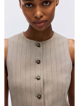 H&M - Women Beige Long Waistcoat