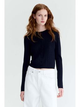 H&M - Women Blue Cable-Knit Cardigan
