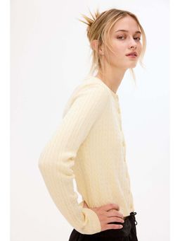 H&M - Women Yellow Cable-Knit Cardigan
