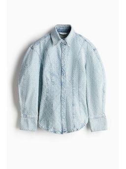H&M - Women Blue Boucle Denim Shirt