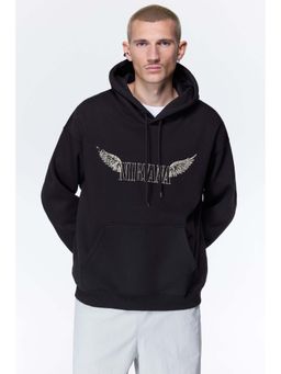 H&M - Men Grey Loose Fit Printed Hoodie