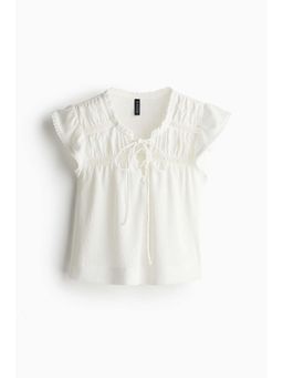 H&M - Women White Lacing-Detail Crinkled Top