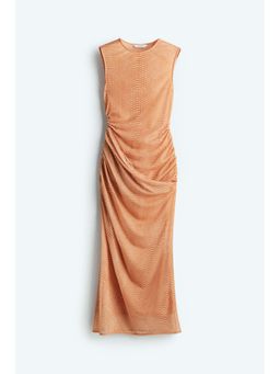 H&M - Women Beige Draped Mesh Dress