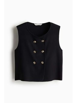 H&M - Women Black Double-Breasted Waistcoat