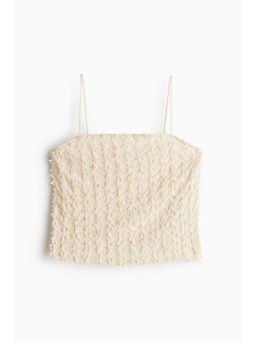 H&M - Women Beige Frayed Strappy Top