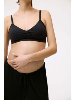 H&M - Women Black Mama Seamless Padded Cotton-Blend Nursing Bra