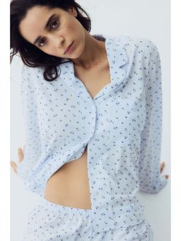 H&M - Women Blue Viscose-Blend Shirt & Shorts