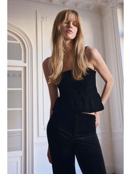 H&M - Women Black Bubble-Hem Strappy Top