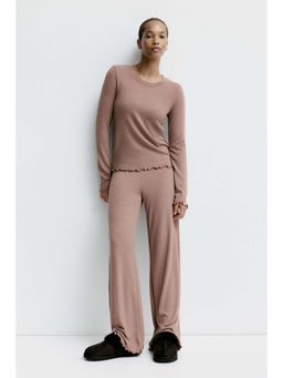 H&M - Women Beige Brushed jersey pyjamas with Top