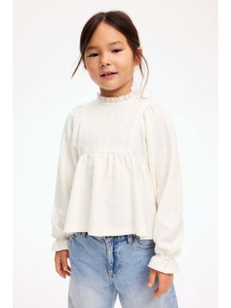 H&M - Girls White Textu Jersey Blouse