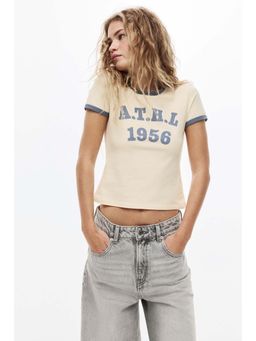 H&M - Women Yellow Fitted Cotton T-Shirt