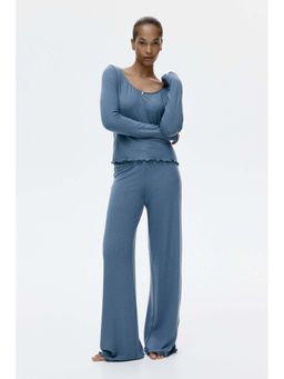 H&M - Women Blue Brushed Jersey Pyjamas