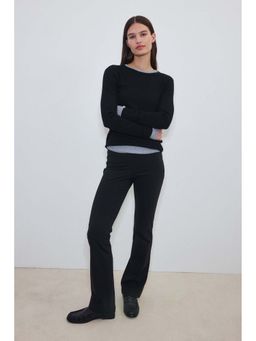 H&M - Women Black Four-Way Stretch Fla Trousers