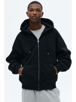 H&M - Men White Oversized Fit Zip-Through Hoodie