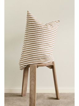 H&M - Beige Striped Cotton Pillowcase