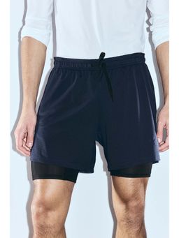 H&M - Men Blue Double-Layered Sports Shorts With Drymove