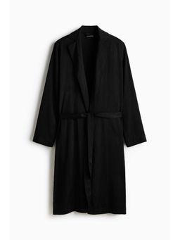 H&M - Black Jacquard-Weave Dressing Gown