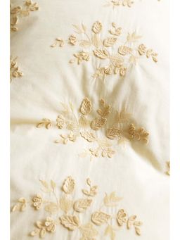 H&M - Beige Embroidery-Detail Cotton Pillowcase