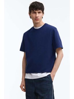 H&M - Men Blue Regular Fit Washed T-Shirt