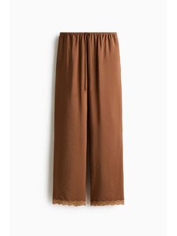 H&M - Women Brown Lace-trimmed drawstring trousers